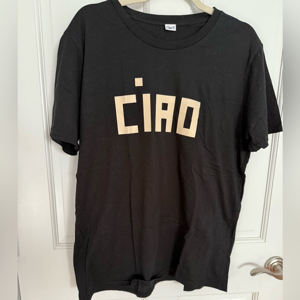 CLARE V. Classic tee CIAO print size M